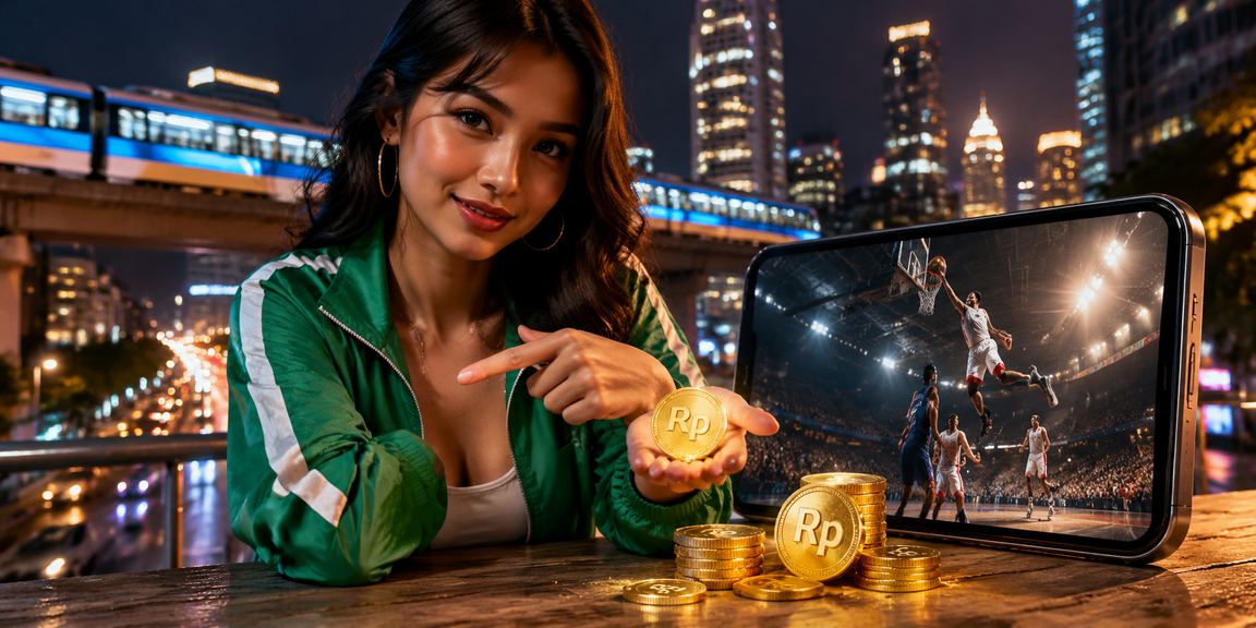 Model Vietnam menonton pertandingan basket sambil menikmati taruhan olahraga